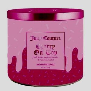 Juicy Couture Cherry On Top Full Size 3 Wick Candle , NWT